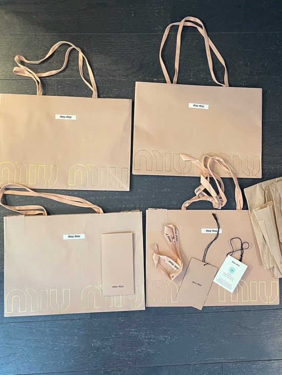 Miu Miu Handbags - Lot of 4 Miu Miu pink empty shopping bags with ribbon cards and tag